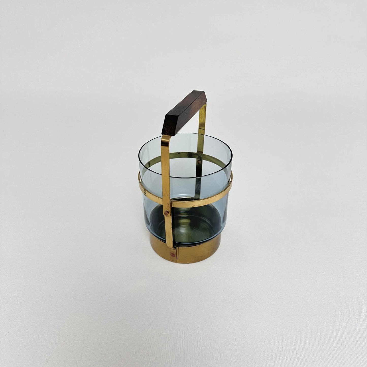Schwedischer Eiswürfel Behälter Glas Messing 1960er