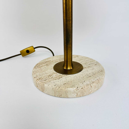 Travertin und Messing Schwenkarm Tischleuchte Hillebrand 7444 1980er