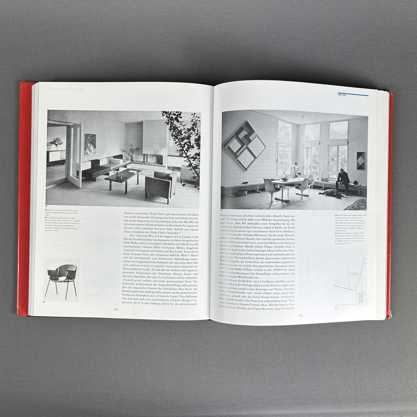 Cover of "Schweizer Möbel und Interieurs im 20. Jahrhundert" book by Arthur Rüegg showcasing Swiss furniture and interiors design