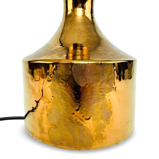 Goldene Keramik Tischleuchte von Aldo Londi für Bitossi, Goldlüster-Craquelé Oberfläche, Italien 1970er Jahre