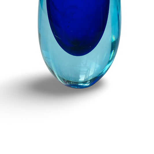 Blaue Morano Sommerso Vase mit Fischmotiv vintage 60er Jahre, 24 cm hoch, sehr guter Zustand