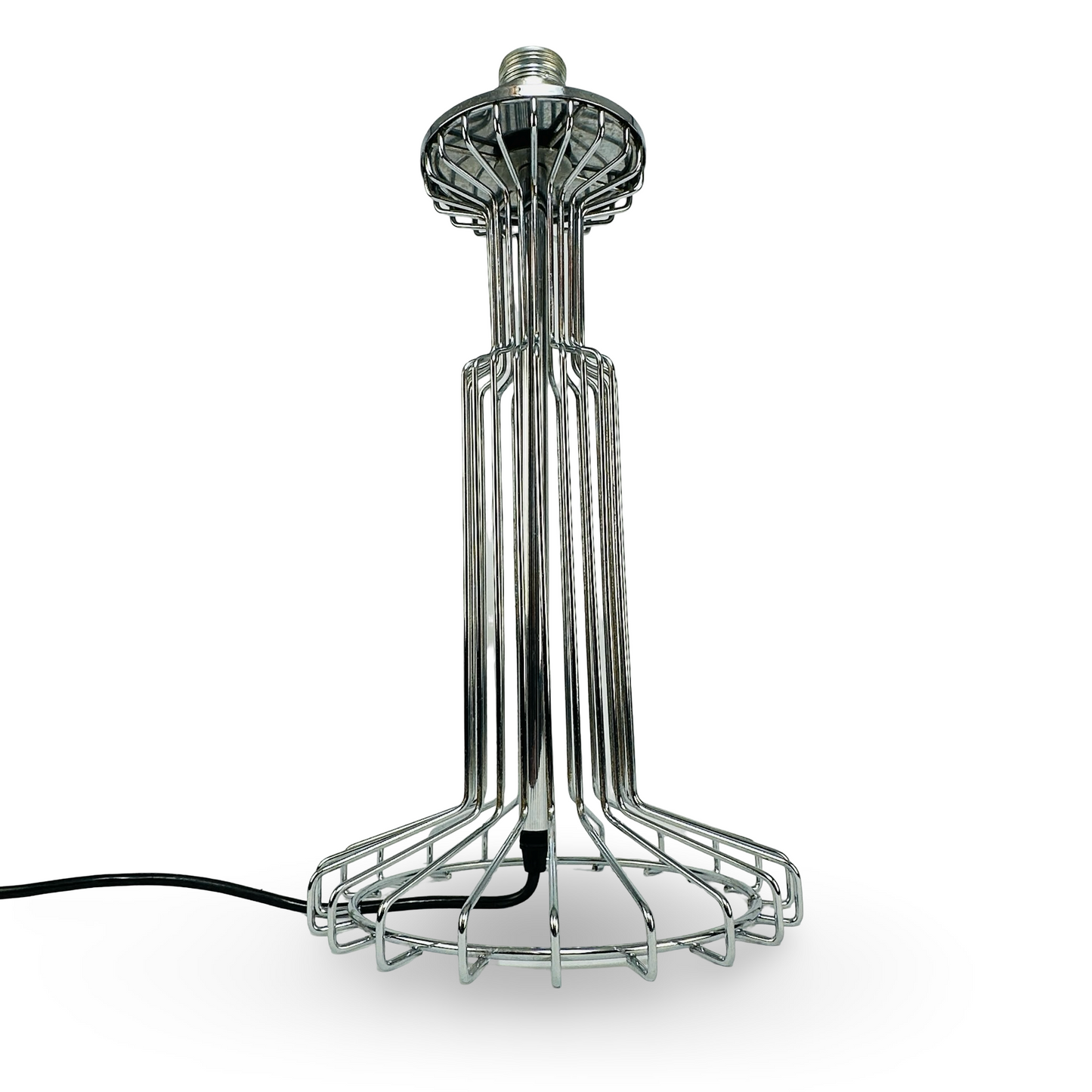 Chrom-Draht-Käfig Tischlampe im Space Age Stil der 1970er Jahre aus Frankreich und Italien