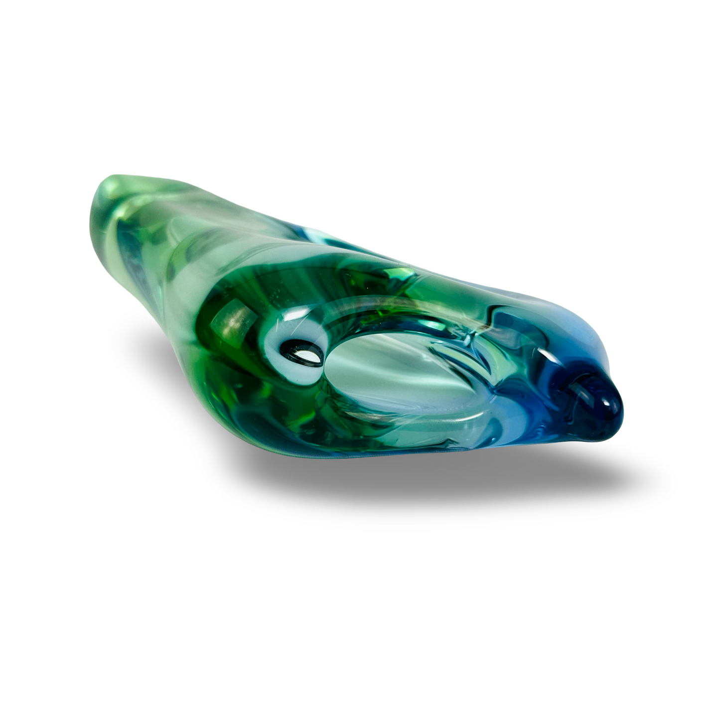 Emanuel Beránek Freeform-Vase Modell 5987 aus Uranglas, 1959, türkisgrün mit fluoreszierender Oberfläche