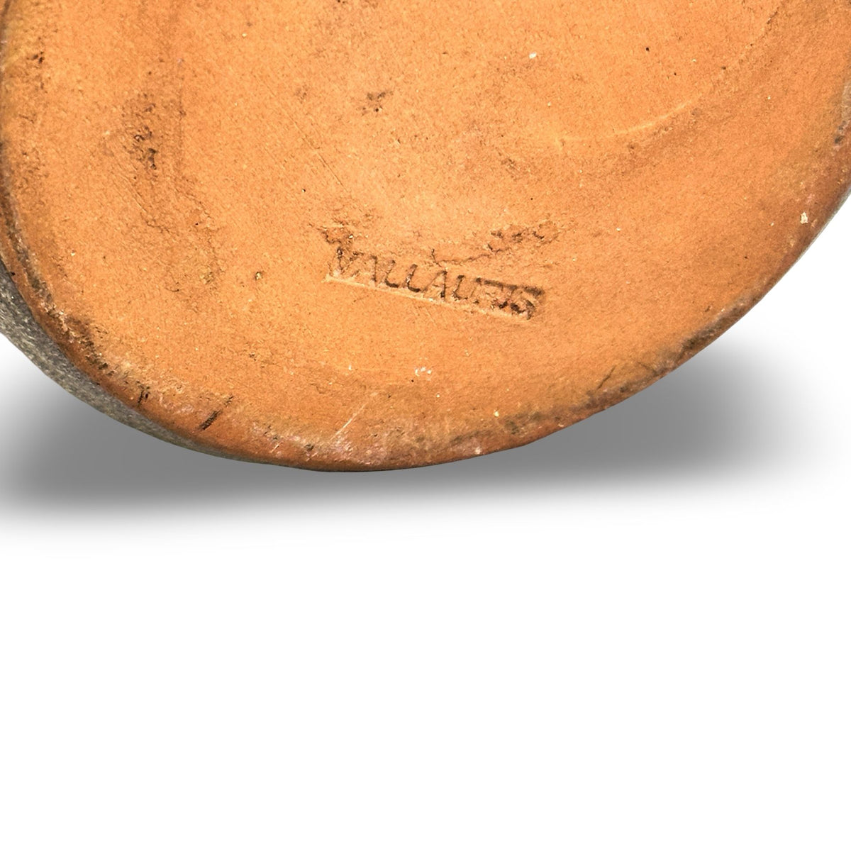 Detail of the impressed VALLAURIS stamp on the underside of the ceramic jug