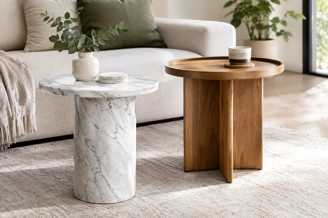Marmor oder Holz Beistelltisch - was passt besser?