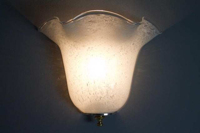 Murano Glas Wand Lampe 70er Messing Vintage Mid Century Design