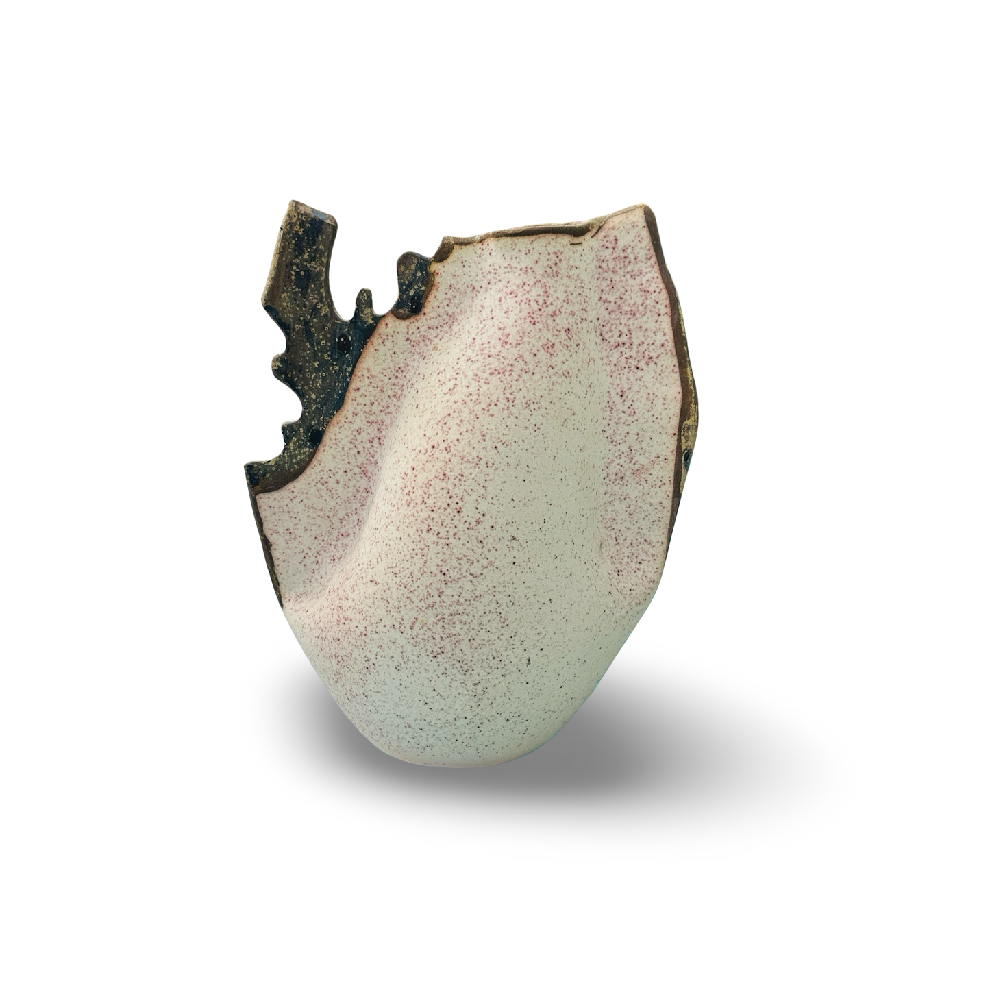 Elias Alvarez Studiokeramik-Vase · Organisch gerissener Rand, abstrakte Bemalung · Somo, signiert
