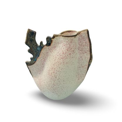 Elias Alvarez Studiokeramik-Vase · Organisch gerissener Rand, abstrakte Bemalung · Somo, signiert