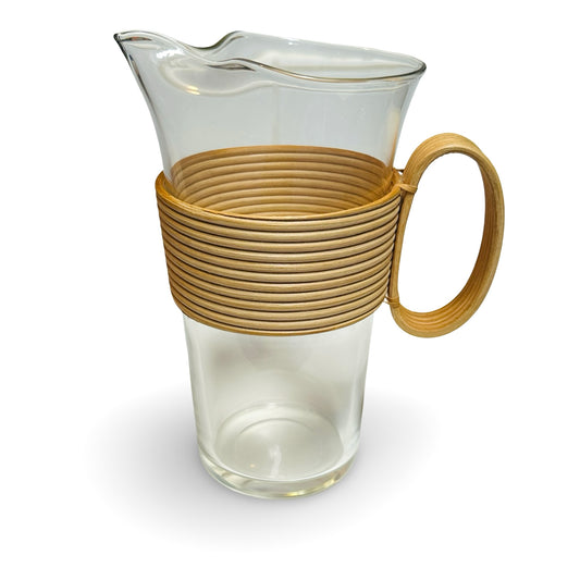 Laurids Lønborg Glaskrug mit Rattan-Wicklung und Ringgriff · Dänisches Design