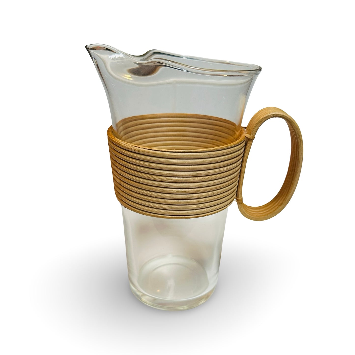 Laurids Lønborg Glaskrug mit Rattan-Wicklung und Ringgriff · Dänisches Design