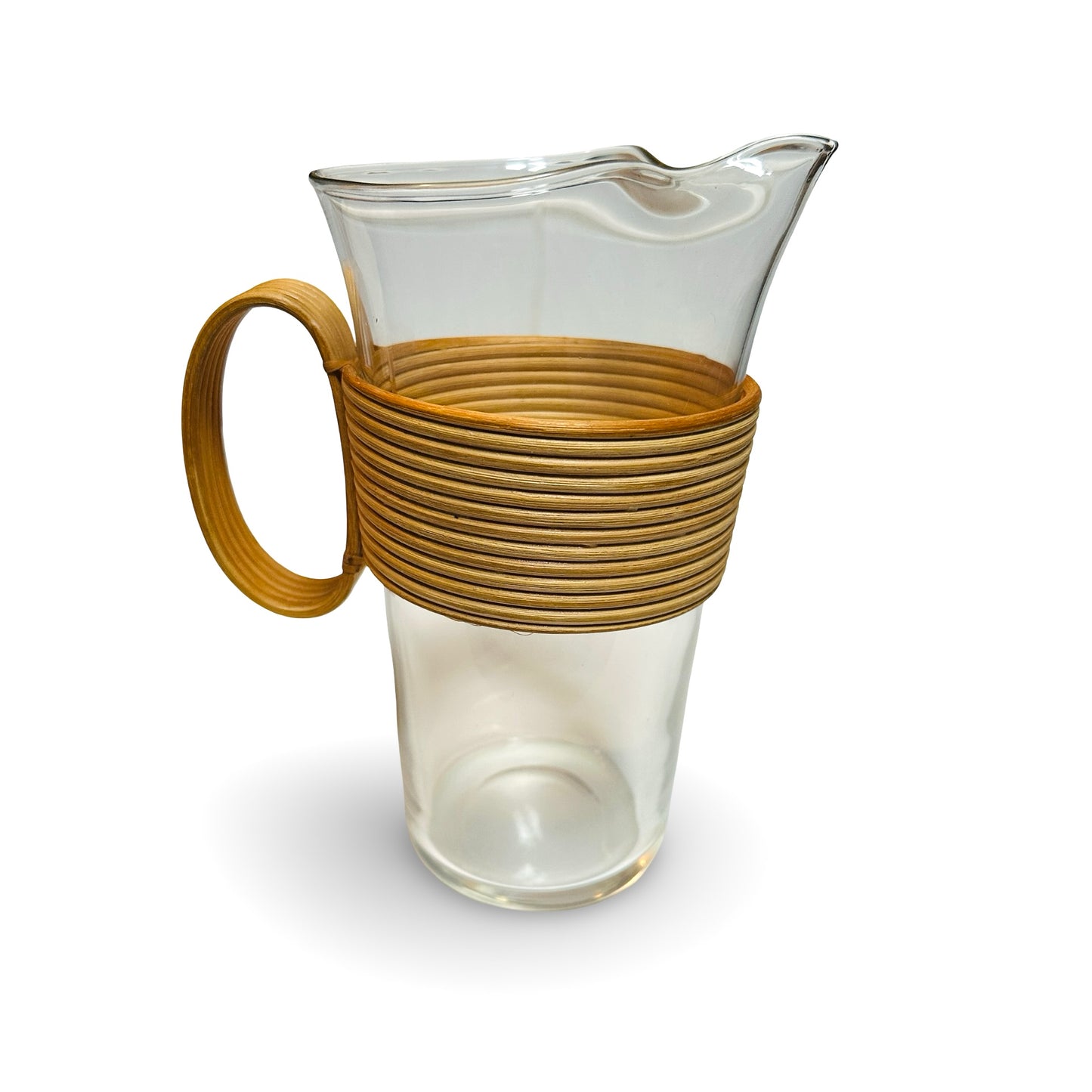Laurids Lønborg Glaskrug mit Rattan-Wicklung und Ringgriff · Dänisches Design