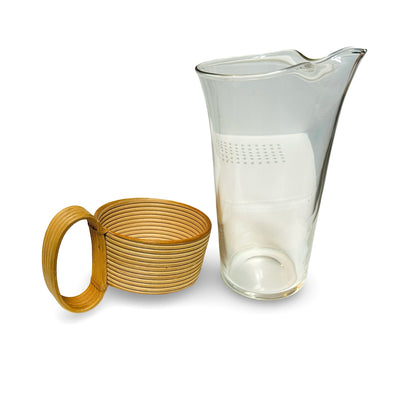 Laurids Lønborg Glaskrug mit Rattan-Wicklung und Ringgriff · Dänisches Design