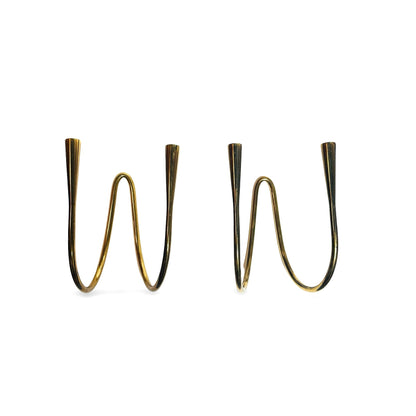 Brass Wall Candle Holder Wave Shape "Serpentine", Germany, 1960s (Set of 2)