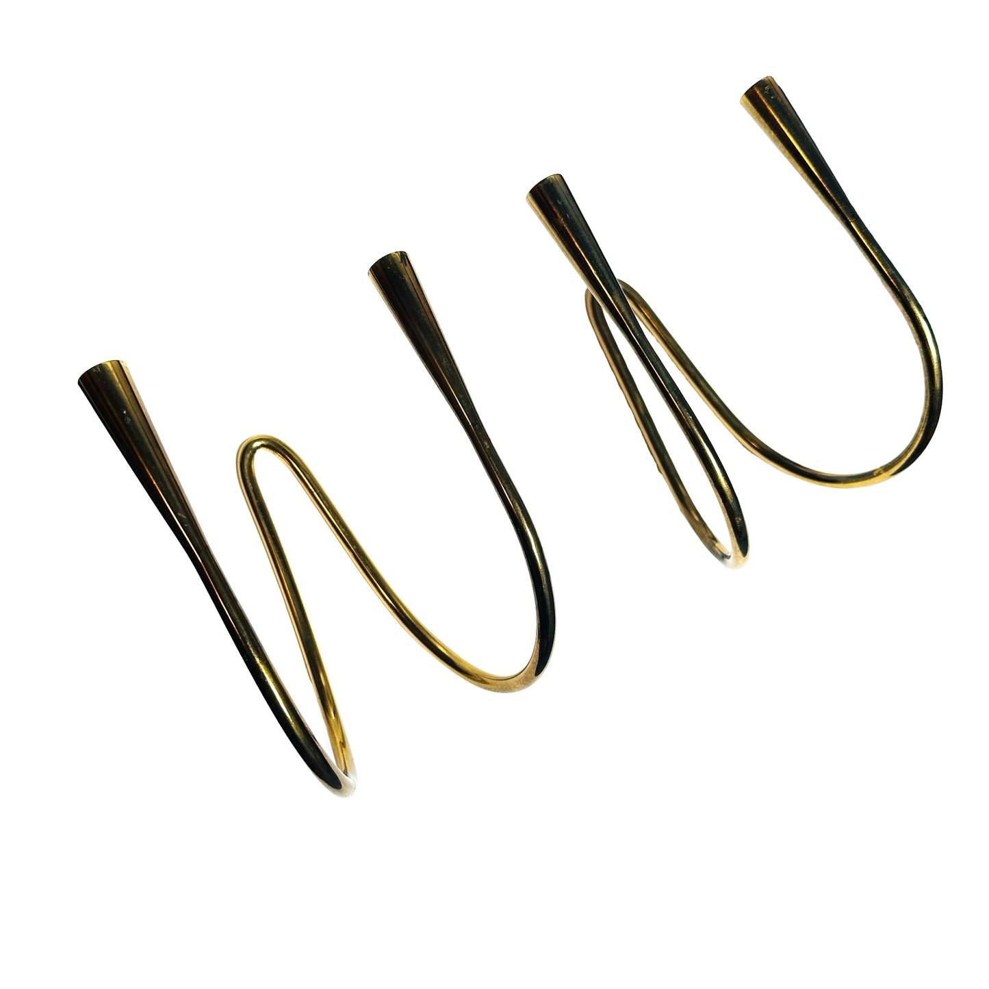 Brass Wall Candle Holder Wave Shape "Serpentine", Germany, 1960s (Set of 2)