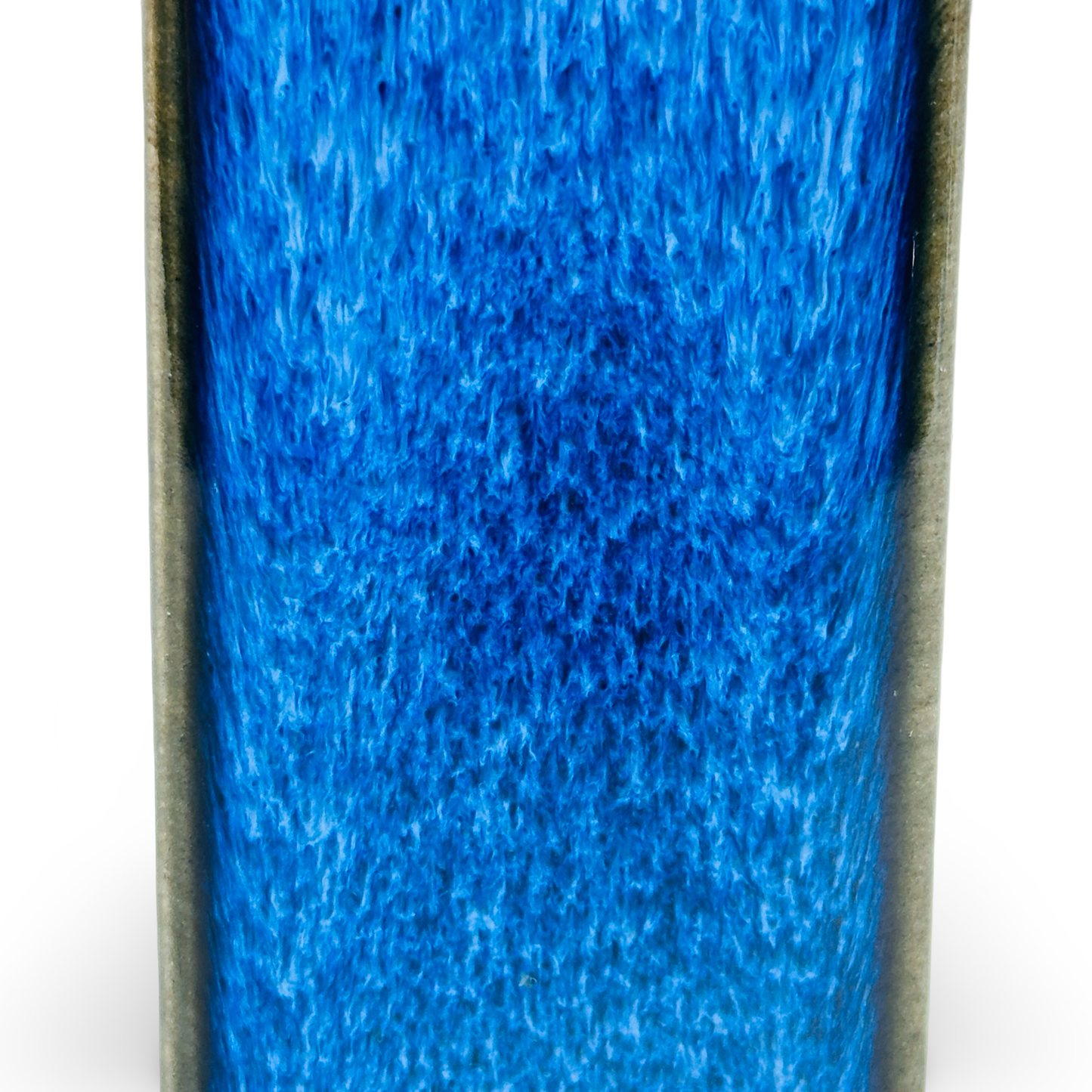 Vase Tokoname, carrée, émail bleu foncé coulant, Japon vintage, années 1960/70