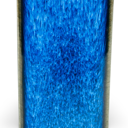 Vase Tokoname, carrée, émail bleu foncé coulant, Japon vintage, années 1960/70