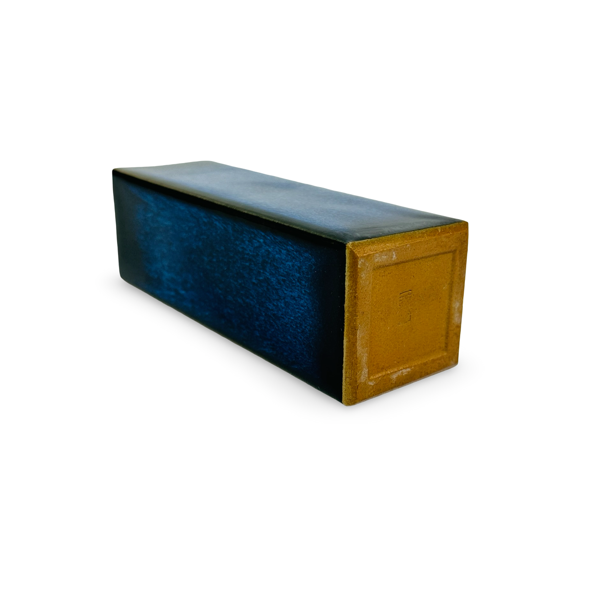 Vase Tokoname, carrée, émail bleu foncé coulant, Japon vintage, années 1960/70