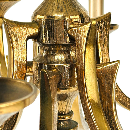 Kronleuchter Bronze, brutalistisch, 8-flammig, Italien, 60er/70er Jahre
