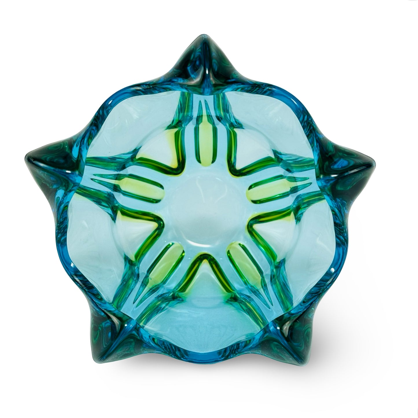 Murano Sommerso Vase Blau-Grün, Seguso-Stil, 1960er/70er