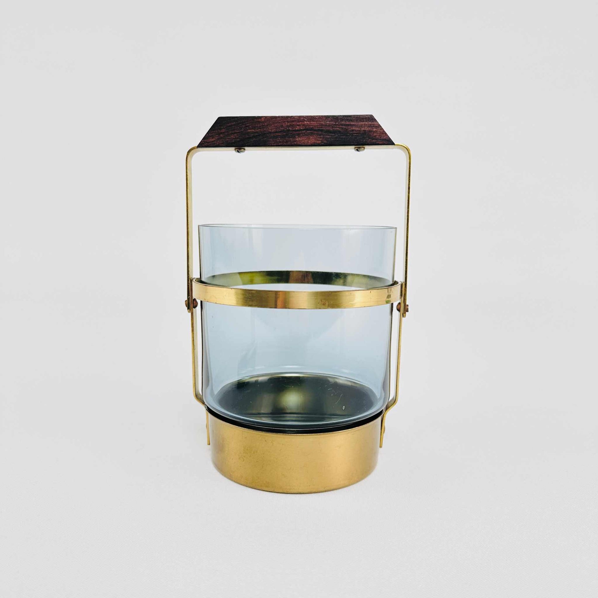 Schwedischer Eiswürfel Behälter Glas Messing 1960er