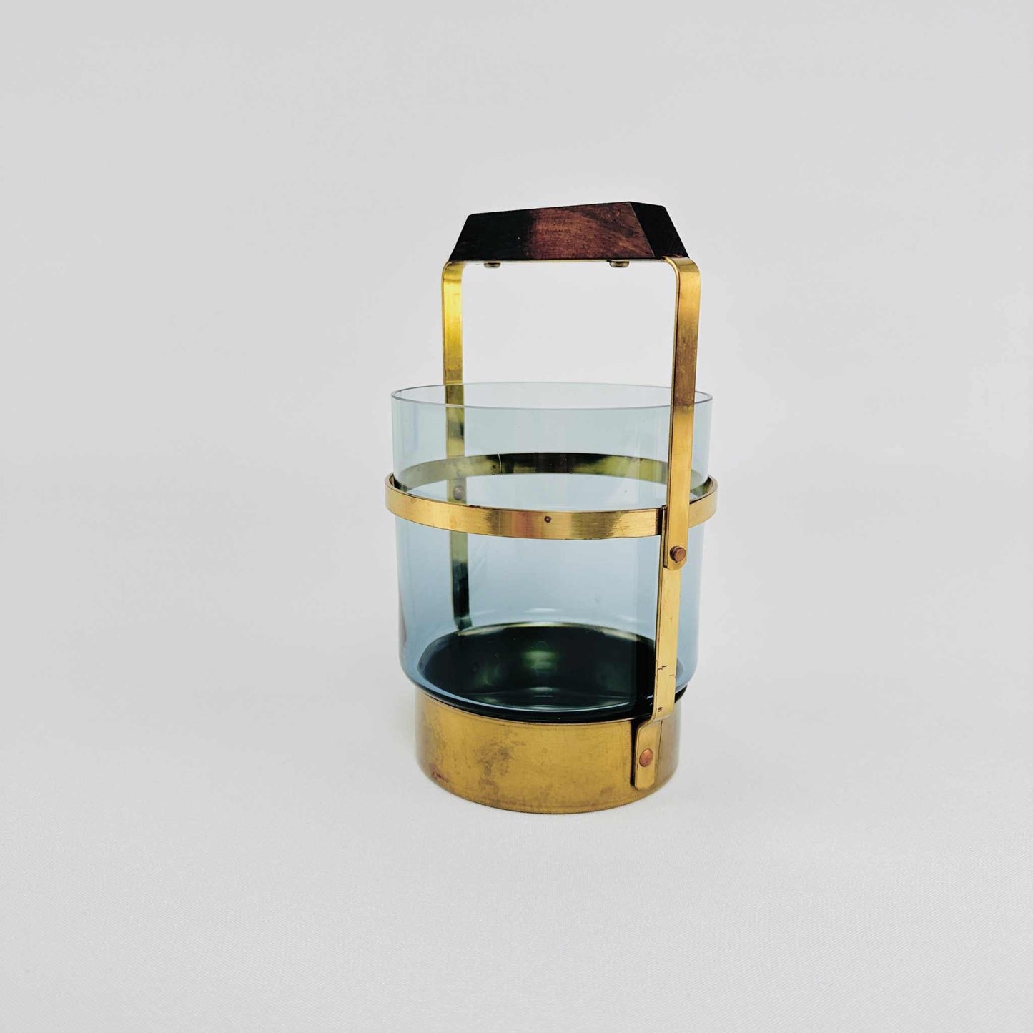 Schwedischer Eiswürfel Behälter Glas Messing 1960er