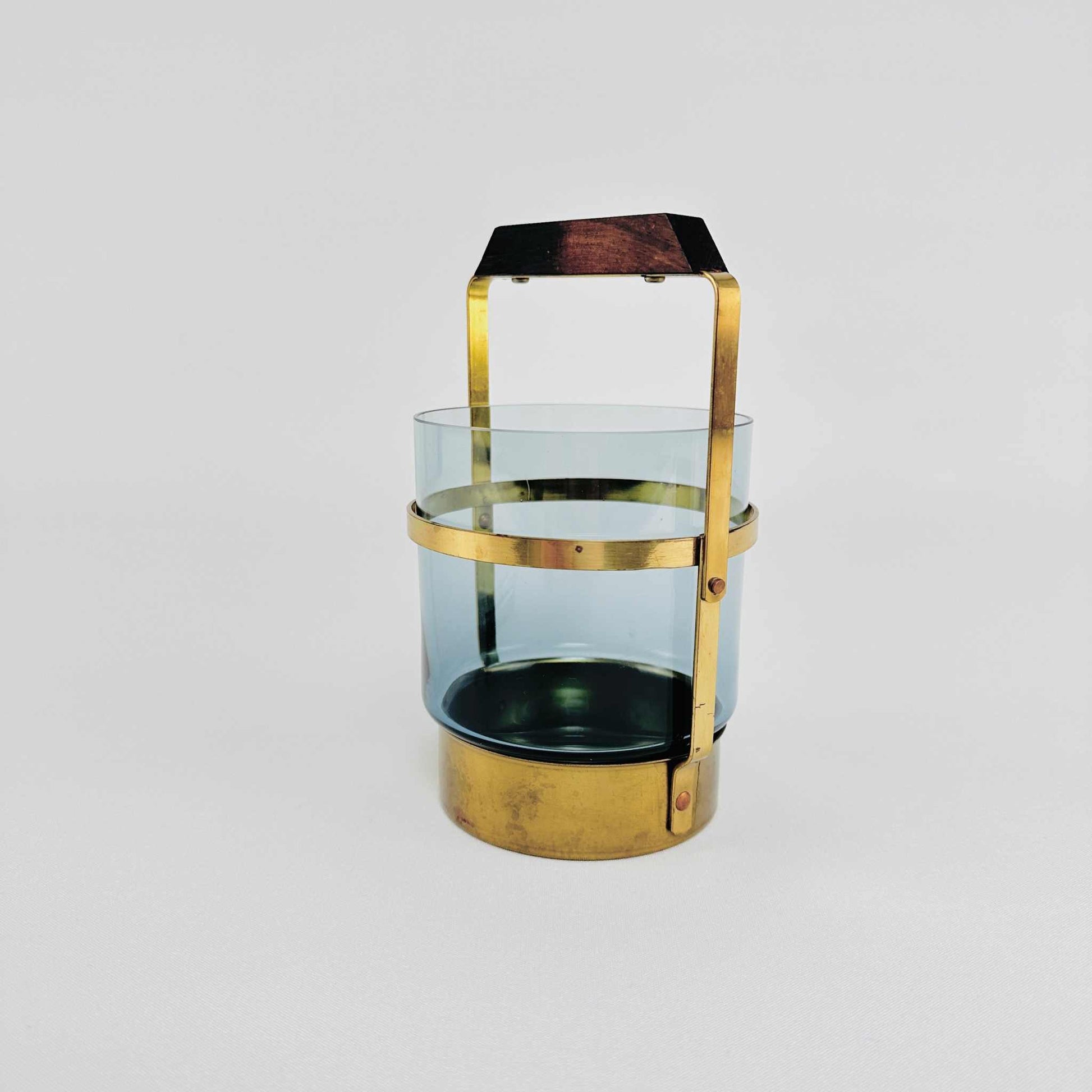 Schwedischer Eiswürfel Behälter Glas Messing 1960er