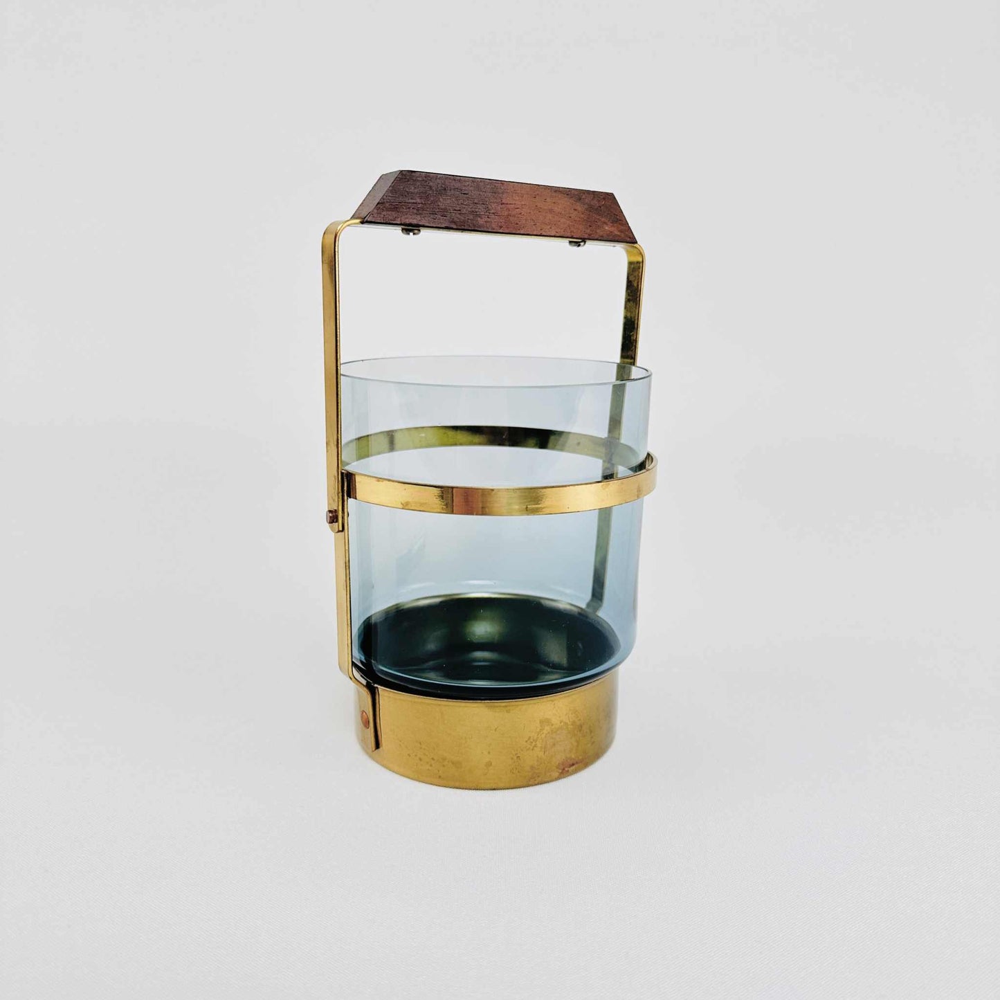 Schwedischer Eiswürfel Behälter Glas Messing 1960er
