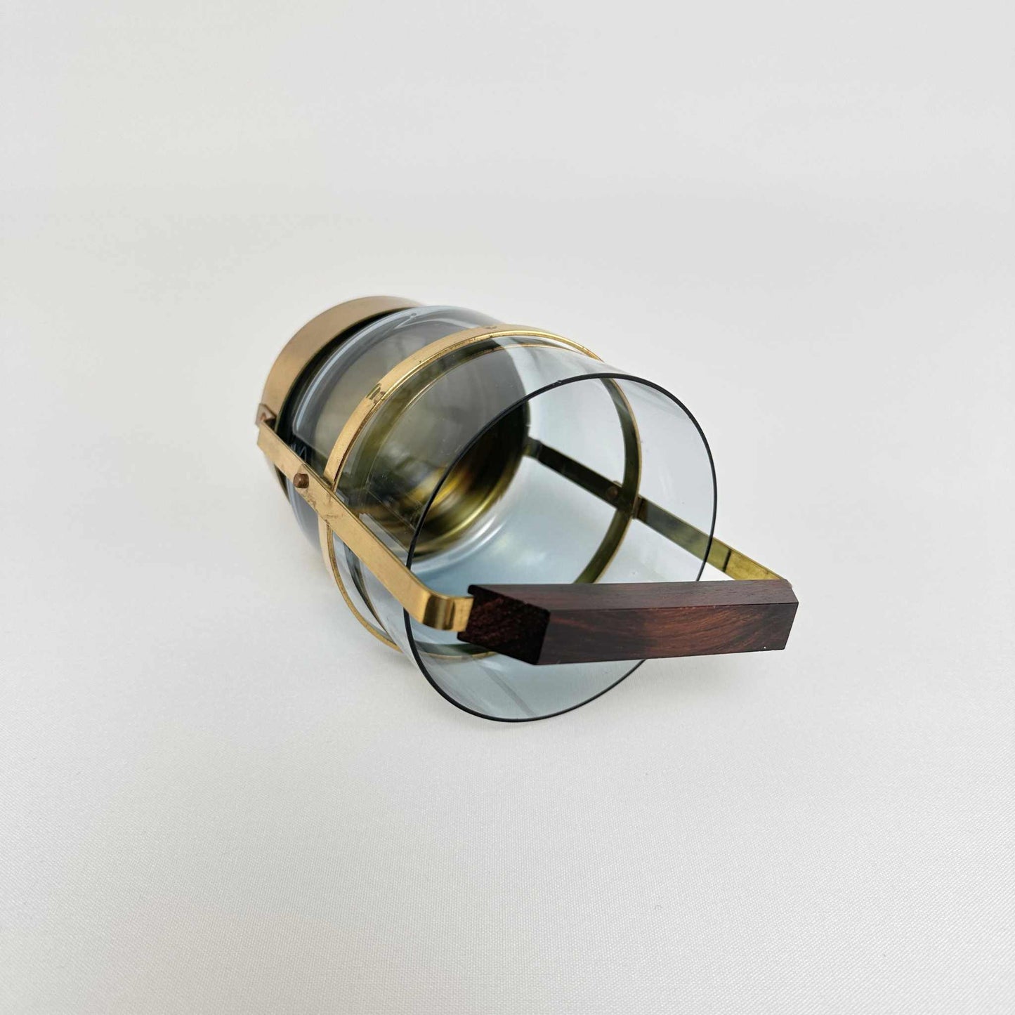 Schwedischer Eiswürfel Behälter Glas Messing 1960er