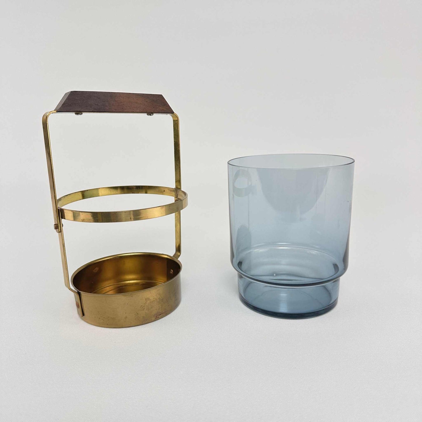 Schwedischer Eiswürfel Behälter Glas Messing 1960er
