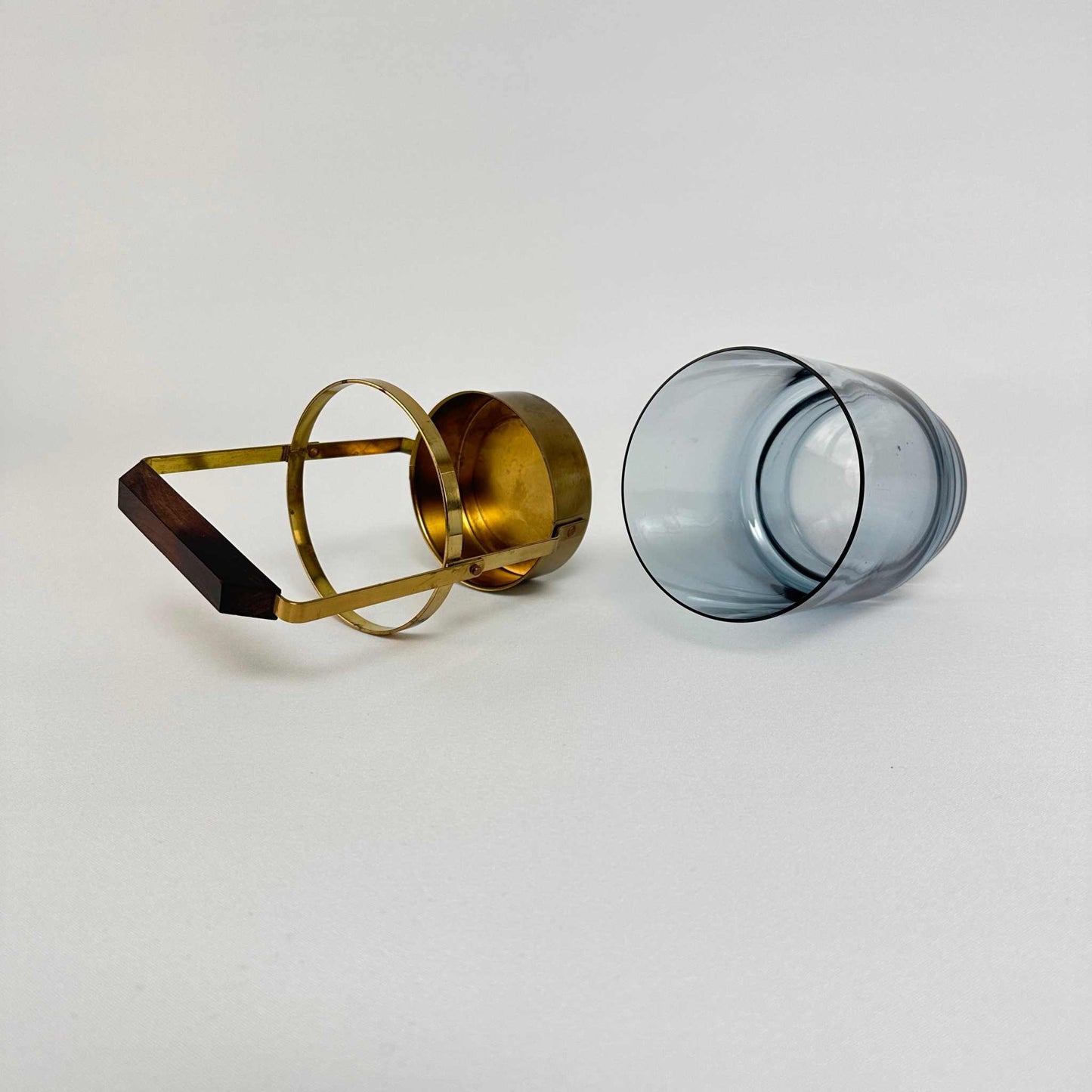 Schwedischer Eiswürfel Behälter Glas Messing 1960er