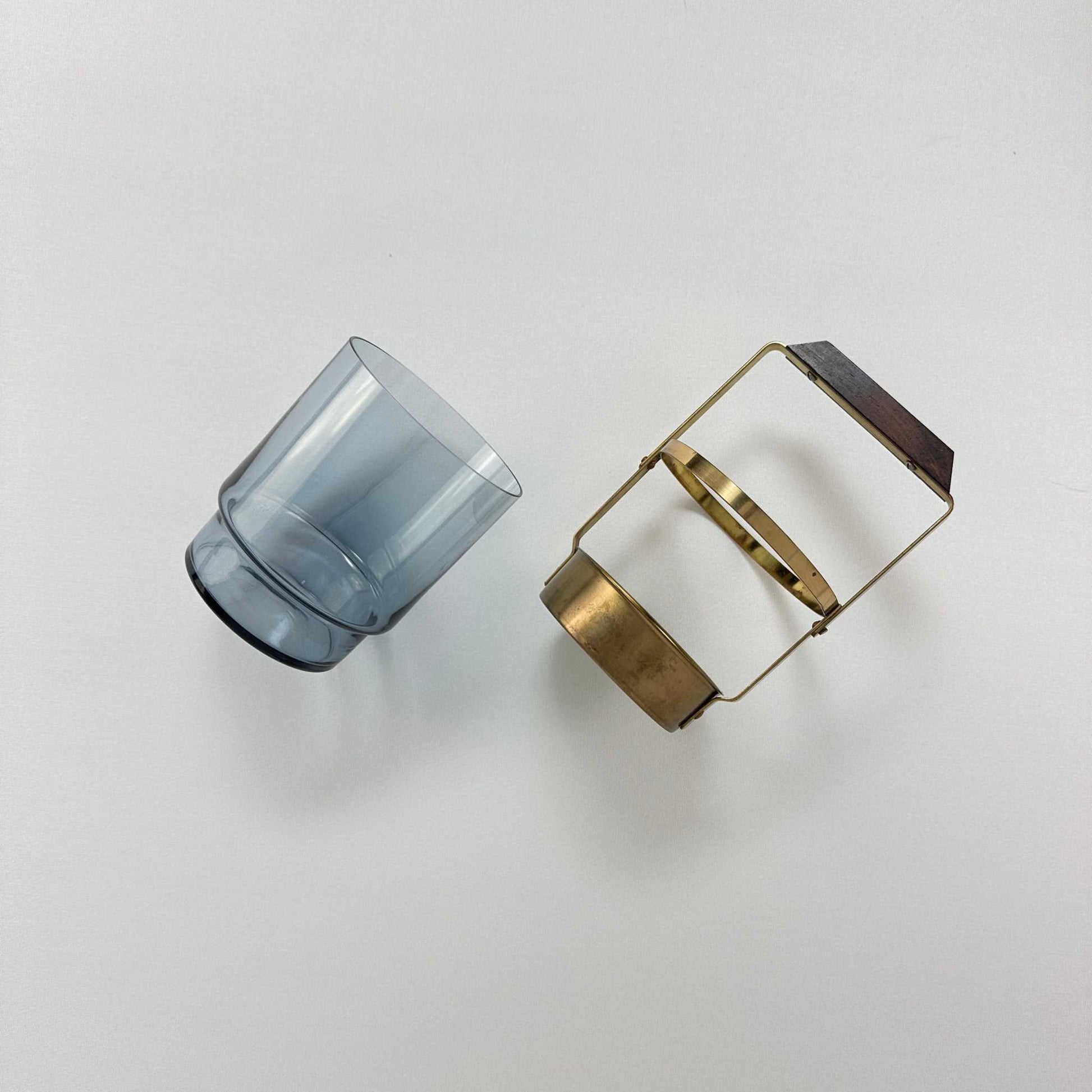 Schwedischer Eiswürfel Behälter Glas Messing 1960er