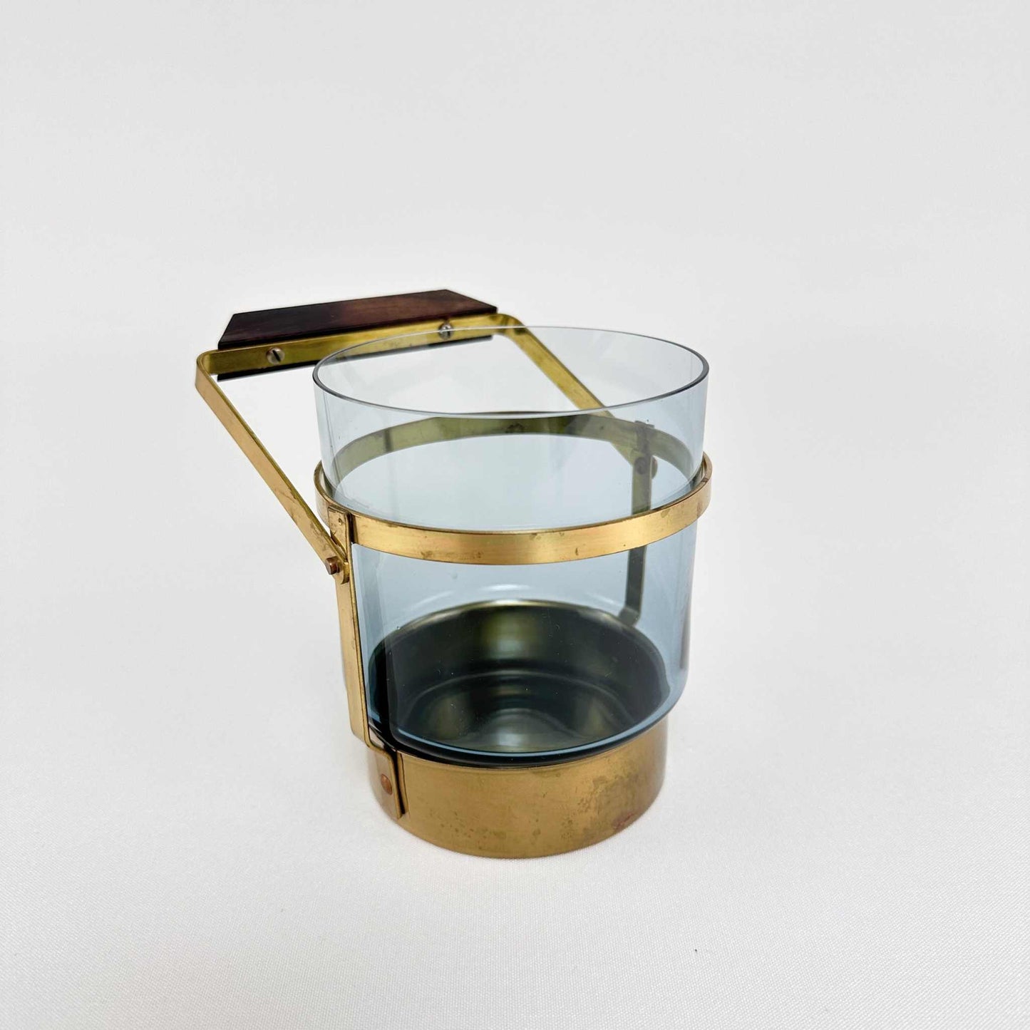Schwedischer Eiswürfel Behälter Glas Messing 1960er