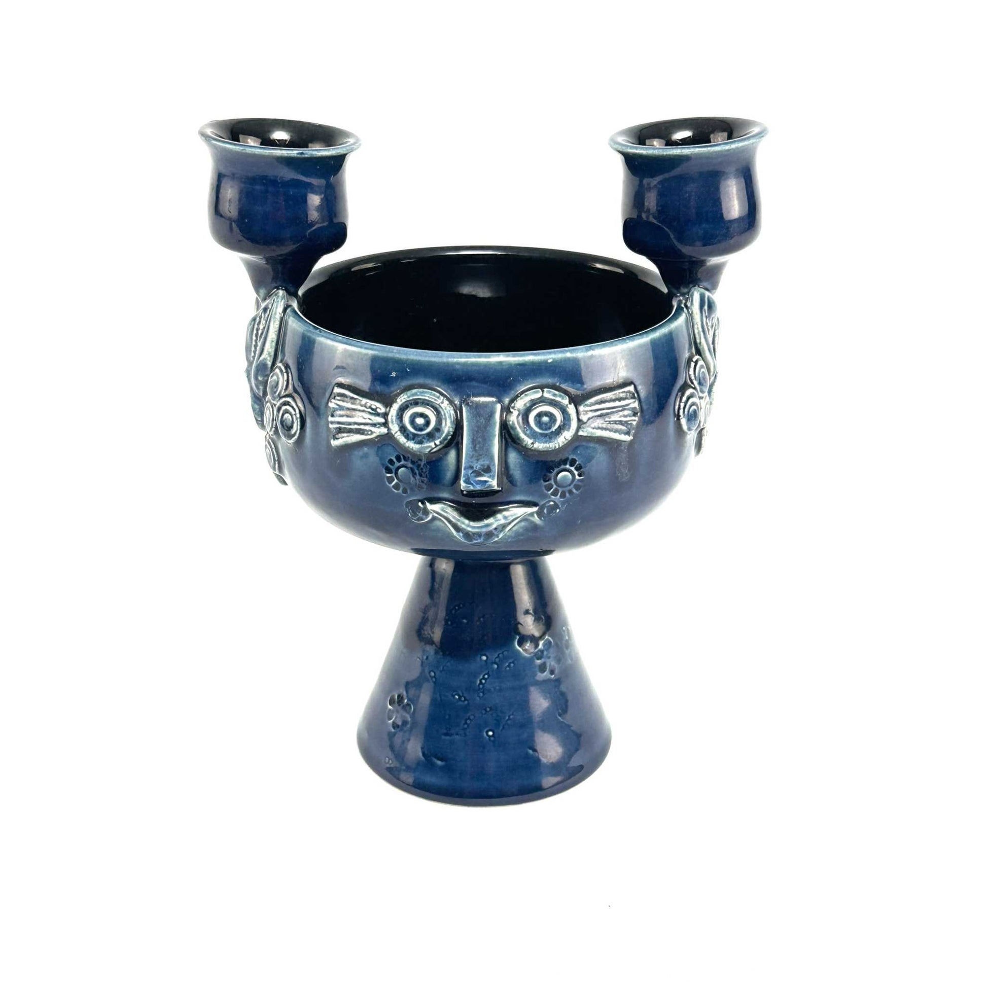 Björn Wiinblad Kerzenständer Head aus Keramik für Rosenthal, 1970er, skandinavisches Design, markantes Gesichtsmotiv, Vintage-Designklassiker