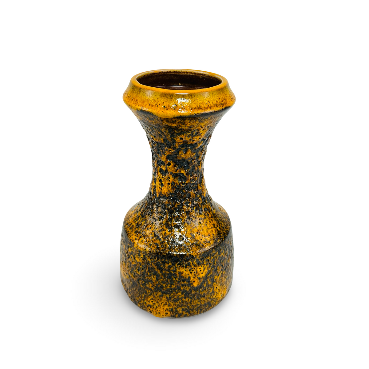 Steuler Ceramic Vase 317/25, Fat Lava, Yellow-Black, West German Pottery, Vintage 60s/70s