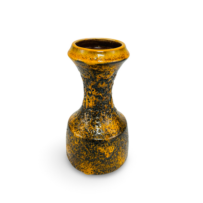 Steuler Ceramic Vase 317/25, Fat Lava, Yellow-Black, West German Pottery, Vintage 60s/70s