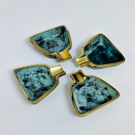 Messing Set von 4 Aschenbecher mit halter 1960er