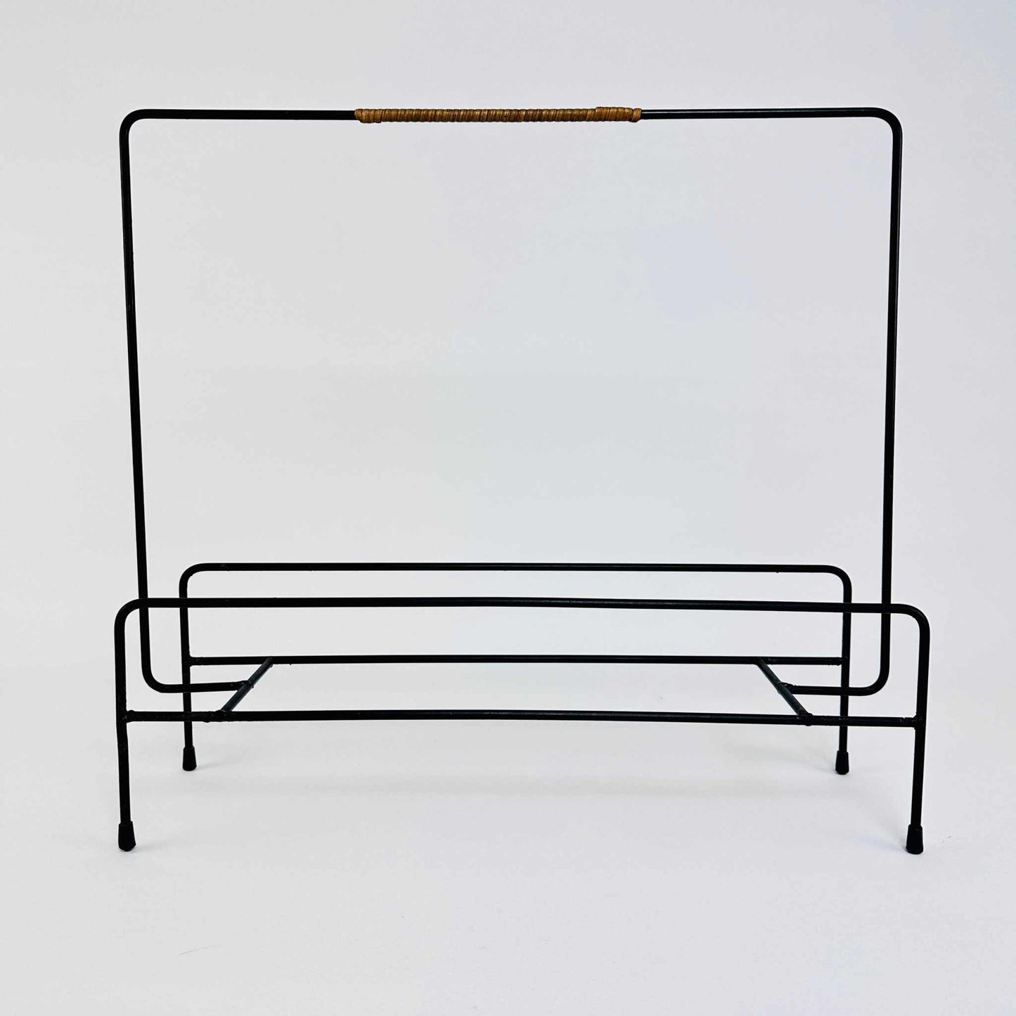 Korb Flaschenhalter aus Metal und Geflecht 1950er