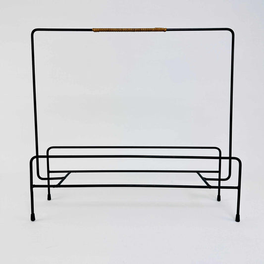 Korb Flaschenhalter aus Metal und Geflecht 1950er