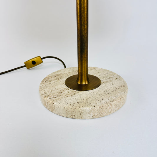 Travertin und Messing Schwenkarm Tischleuchte Hillebrand 7444 1980er