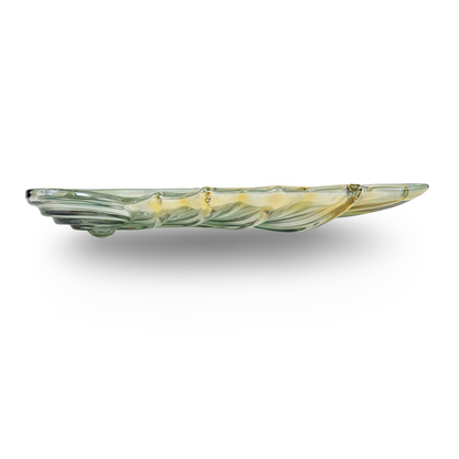 Mikasa Muschelschale in Nautilusform, Grün & Bernstein, Walther-Glas, 49 cm, 1980er/90er
