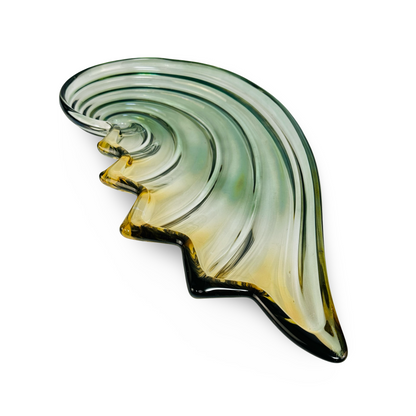 Mikasa Muschelschale in Nautilusform, Grün & Bernstein, Walther-Glas, 49 cm, 1980er/90er
