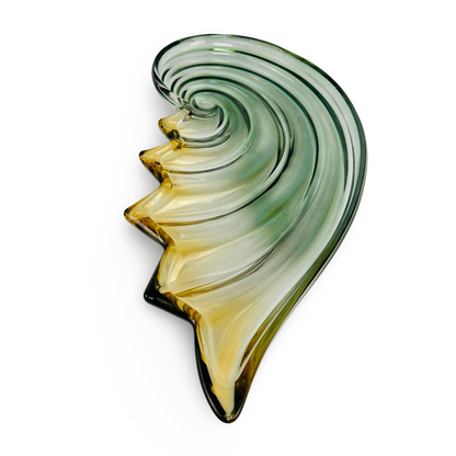 Mikasa Muschelschale in Nautilusform, Grün & Bernstein, Walther-Glas, 49 cm, 1980er/90er