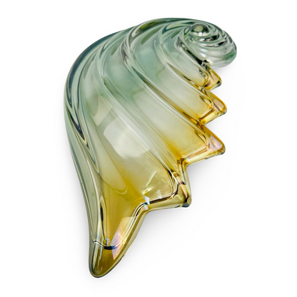 Mikasa Muschelschale in Nautilusform, Grün & Bernstein, Walther-Glas, 49 cm, 1980er/90er