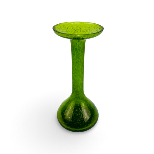 Vintage Blasenglas Solifleur-Vase Grün – mundgeblasen, 1960/70er