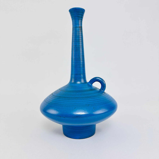 Signierte Blaue Keramik Vase von Grandjean Jourdan Vallauris France