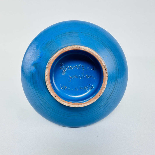 Signierte Blaue Keramik Vase von Grandjean Jourdan Vallauris France