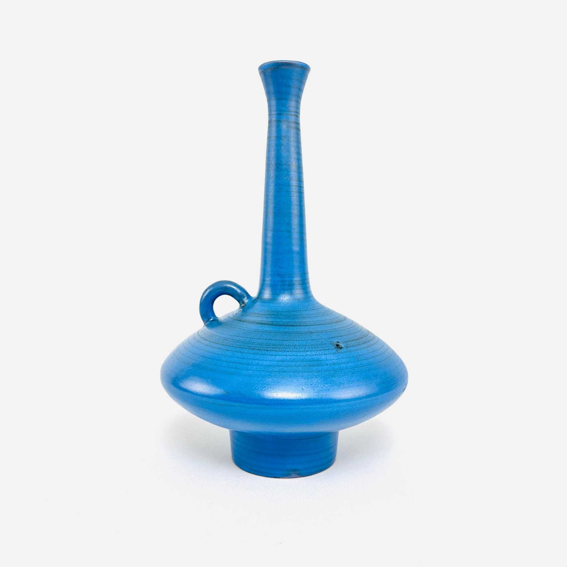 Signierte blaue Keramikvase von Grandjean-Jourdan aus Vallauris, 1960er Jahre, elegant und schlicht