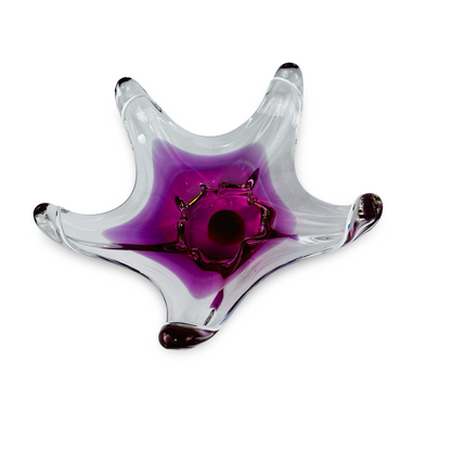 Chřibská Sternschale von oben, Seesternform mit fünf Armen, Mid-Century Glas der 1960er