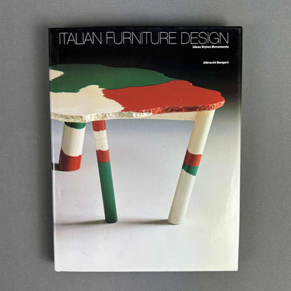 Buchcover Italian Furniture Design von Albrecht Bengert mit farbig bemaltem dreibeinigem Tisch