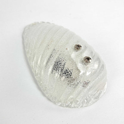Unbeleuchtete Eisglas-Wandleuchte mit gedrehter Struktur, sichtbaren Schrauben und Silberauflage, 1960er